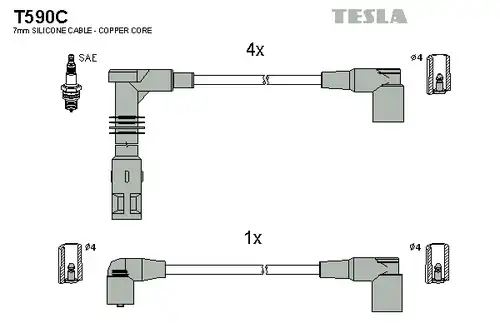 комплект запалителеи кабели TESLA T590C