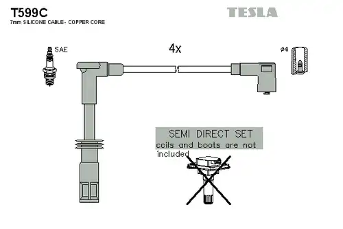 комплект запалителеи кабели TESLA T599C