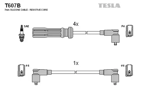 комплект запалителеи кабели TESLA T607B