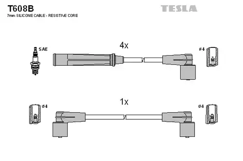 комплект запалителеи кабели TESLA T608B