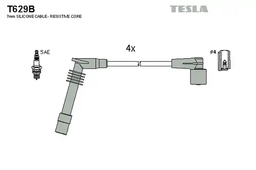 комплект запалителеи кабели TESLA T629B