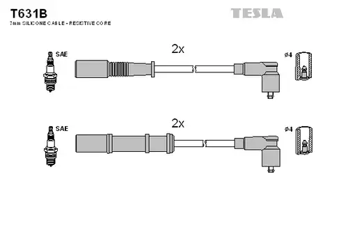 комплект запалителеи кабели TESLA T631B