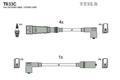 комплект запалителеи кабели TESLA T633C