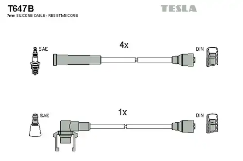 комплект запалителеи кабели TESLA T647B