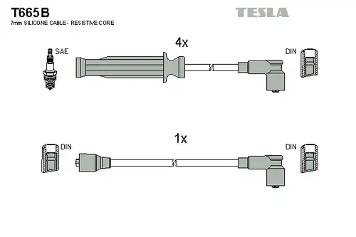 комплект запалителеи кабели TESLA T665B