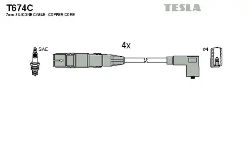 комплект запалителеи кабели TESLA T674C