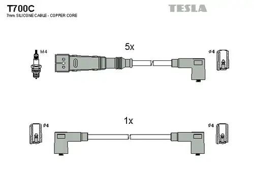 комплект запалителеи кабели TESLA T700C