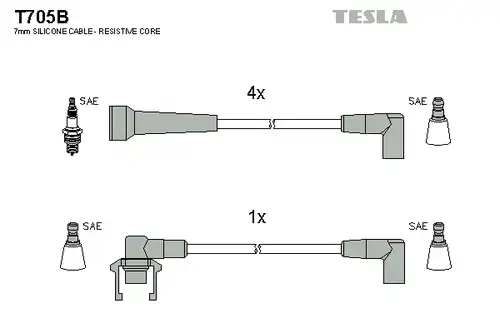 комплект запалителеи кабели TESLA T705B