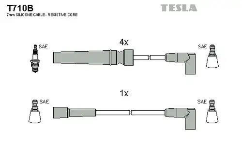 комплект запалителеи кабели TESLA T710B