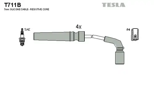 комплект запалителеи кабели TESLA T711B