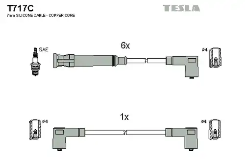 комплект запалителеи кабели TESLA T717C