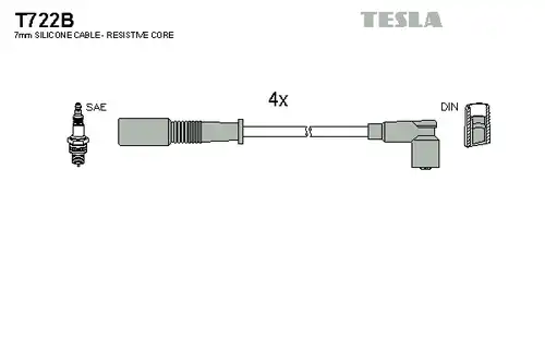 комплект запалителеи кабели TESLA T722B