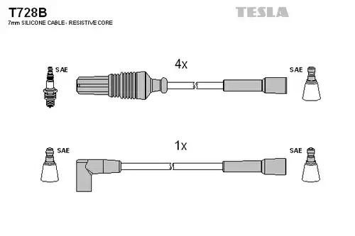 комплект запалителеи кабели TESLA T728B