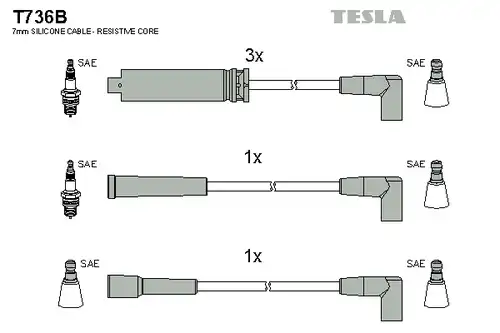 комплект запалителеи кабели TESLA T736B