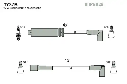 комплект запалителеи кабели TESLA T737B