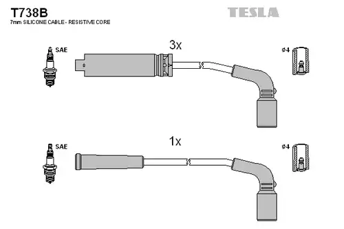 комплект запалителеи кабели TESLA T738B