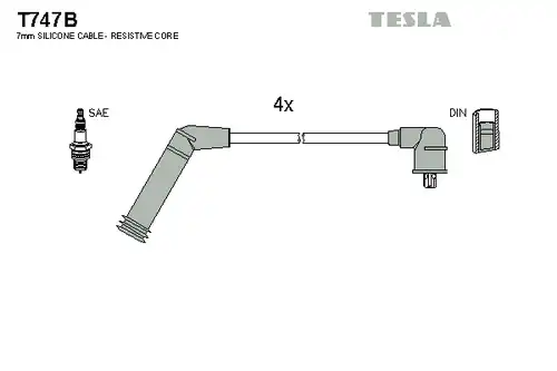 комплект запалителеи кабели TESLA T747B