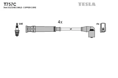 комплект запалителеи кабели TESLA T757C