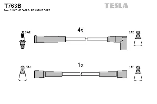 комплект запалителеи кабели TESLA T763B