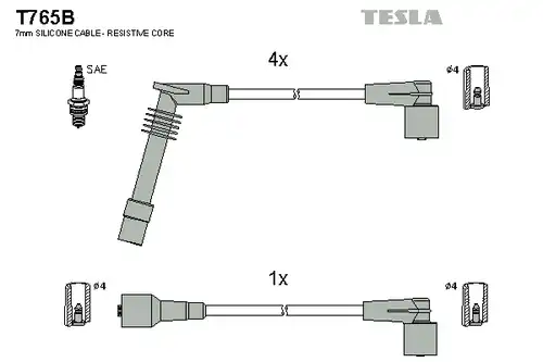 комплект запалителеи кабели TESLA T765B