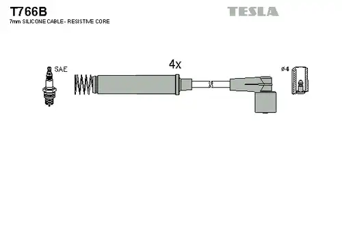 комплект запалителеи кабели TESLA T766B