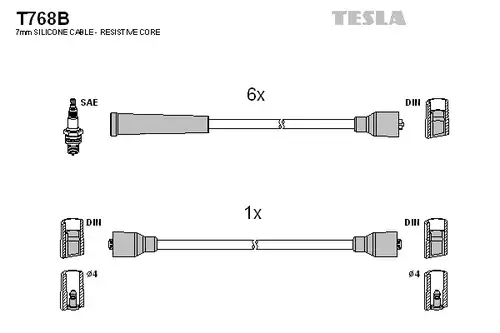 комплект запалителеи кабели TESLA T768B