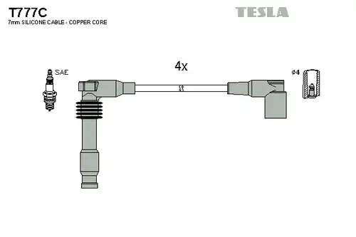 комплект запалителеи кабели TESLA T777C