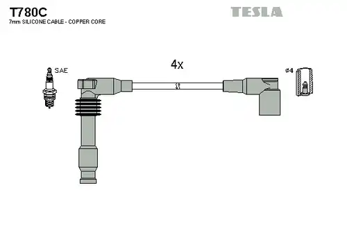 комплект запалителеи кабели TESLA T780C