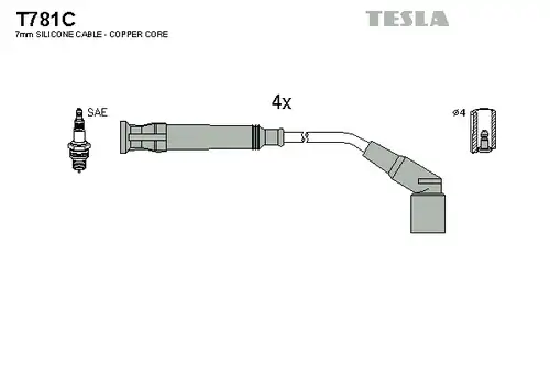 комплект запалителеи кабели TESLA T781C