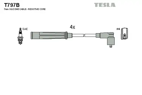 комплект запалителеи кабели TESLA T797B