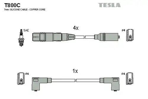 комплект запалителеи кабели TESLA T800C