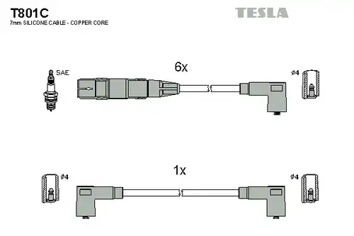 комплект запалителеи кабели TESLA T801C