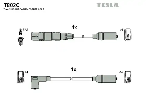 комплект запалителеи кабели TESLA T802C