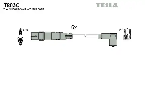 комплект запалителеи кабели TESLA T803C