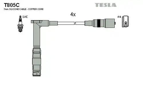 комплект запалителеи кабели TESLA T805C