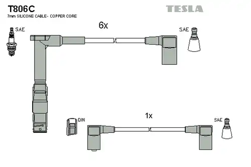 комплект запалителеи кабели TESLA T806C