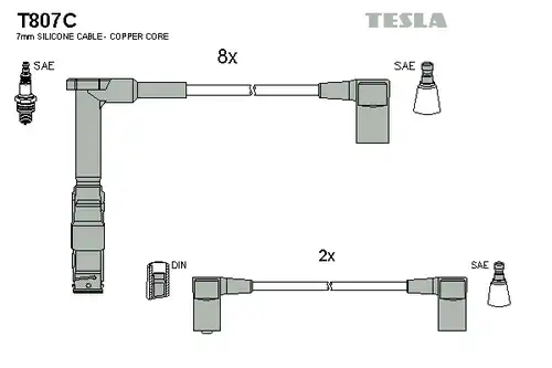 комплект запалителеи кабели TESLA T807C