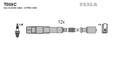 комплект запалителеи кабели TESLA T808C