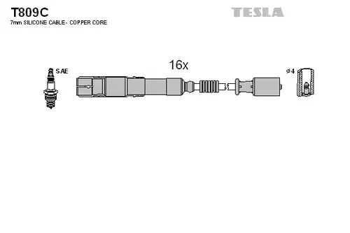 комплект запалителеи кабели TESLA T809C