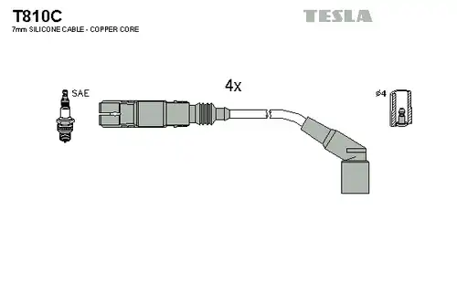 комплект запалителеи кабели TESLA T810C