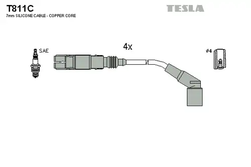 комплект запалителеи кабели TESLA T811C