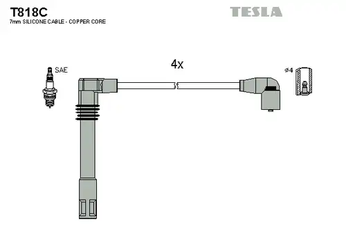 комплект запалителеи кабели TESLA T818C