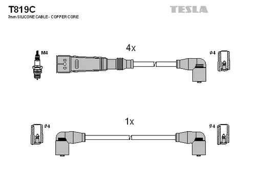 комплект запалителеи кабели TESLA T819C