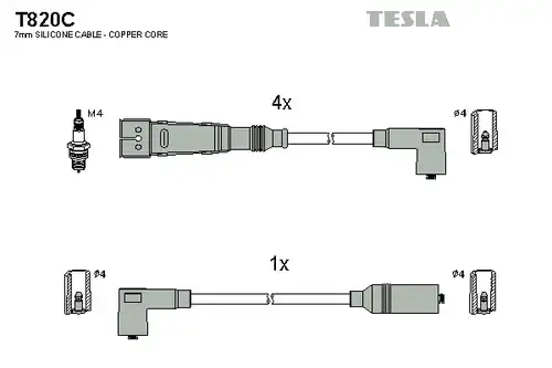 комплект запалителеи кабели TESLA T820C