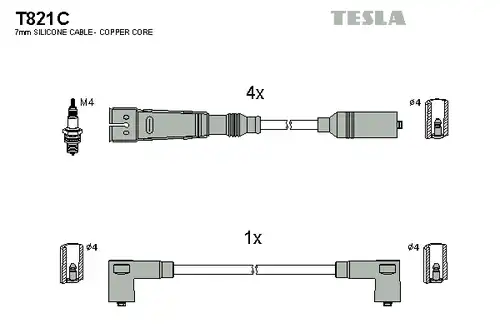 комплект запалителеи кабели TESLA T821C