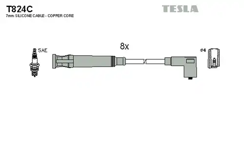 комплект запалителеи кабели TESLA T824C