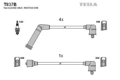 комплект запалителеи кабели TESLA T837B