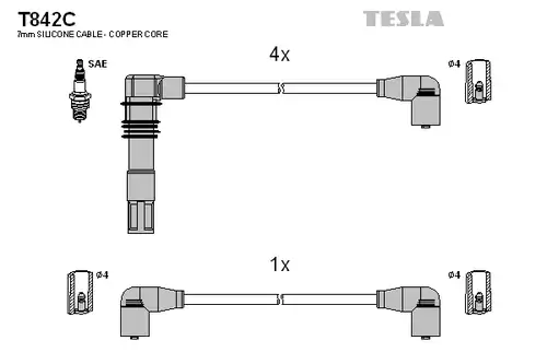 комплект запалителеи кабели TESLA T842C