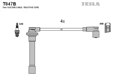 комплект запалителеи кабели TESLA T847B