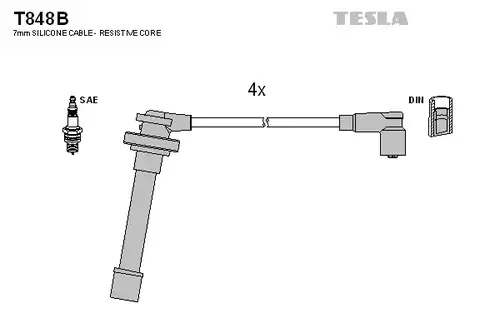 комплект запалителеи кабели TESLA T848B